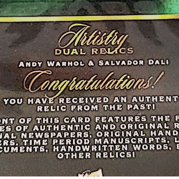 Authentic Andy Warhol and Salvador Dali Pieces of Art Relics POTP - Picture 5 of 5